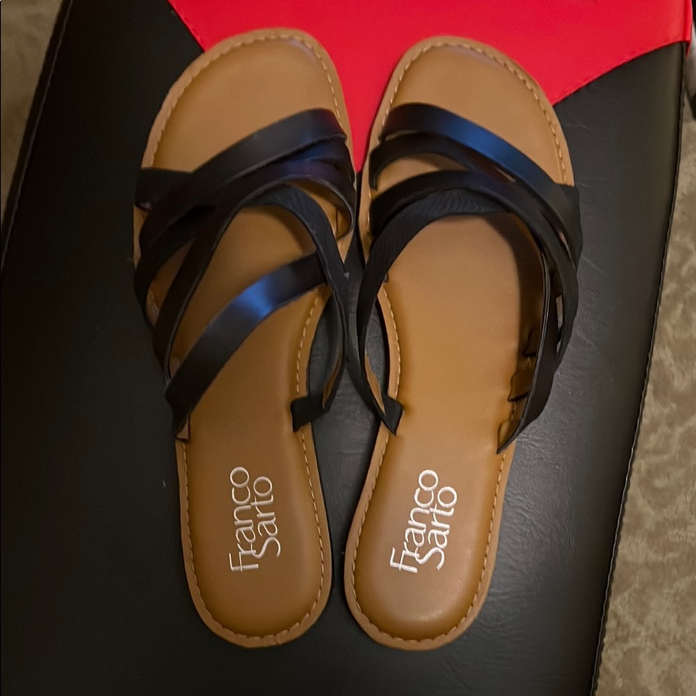 Franco Sarto Black Sandals with Crisscross Straps
